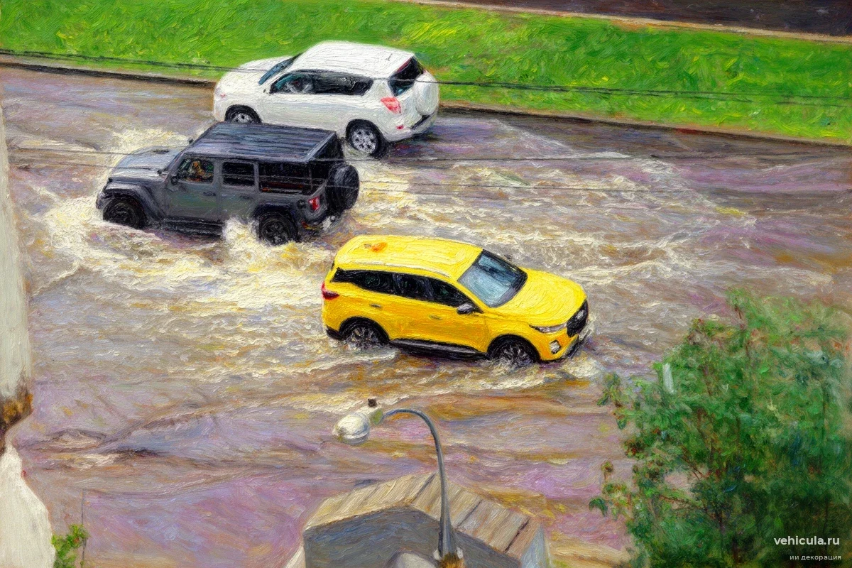 Правило 20 сантиметров: эксперт объяснил, когда лужа на дороге уничтожит двигатель